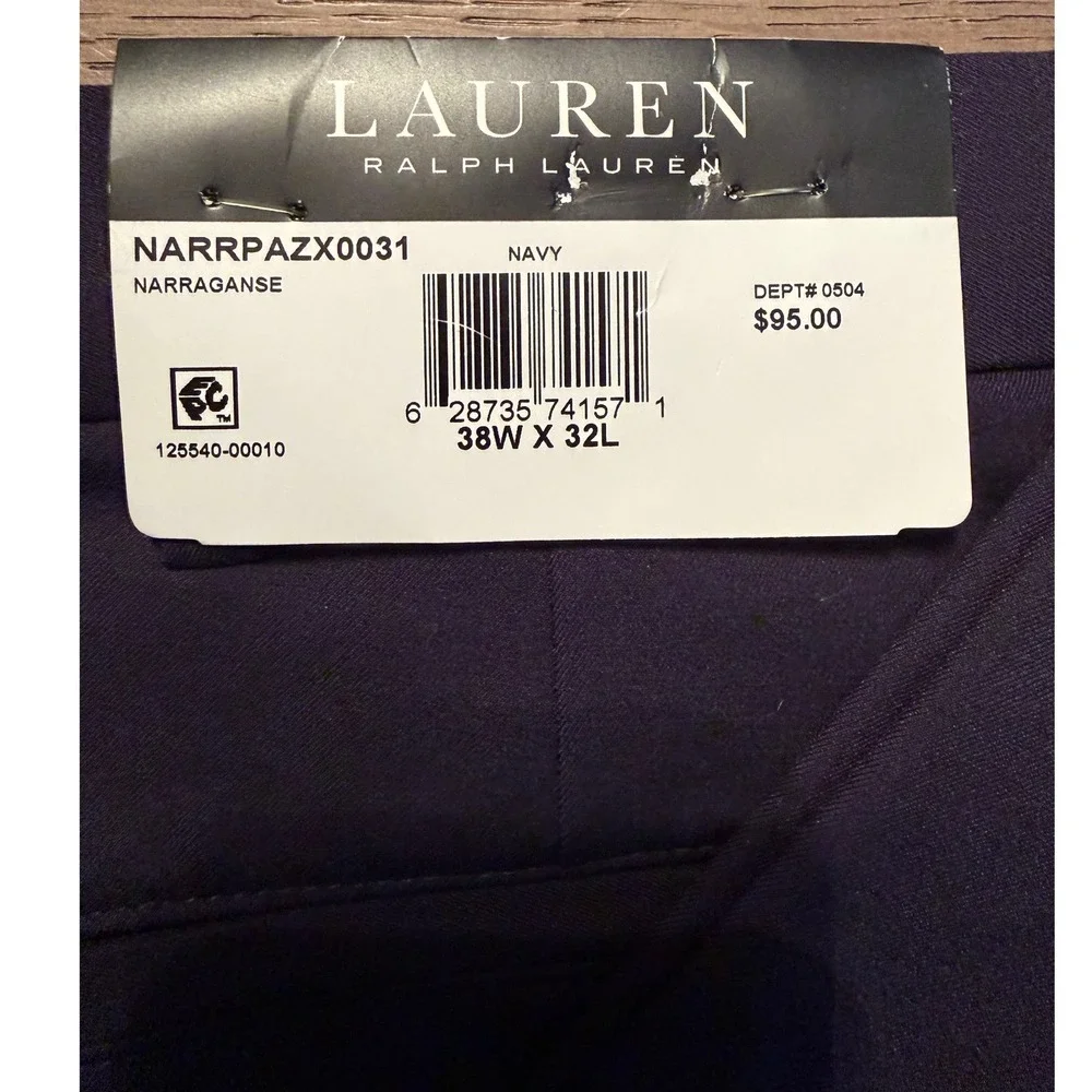 Lauren Ralph Lauren Norton Active Dress Pants Navy Blue Classic Fit 38W x 32L